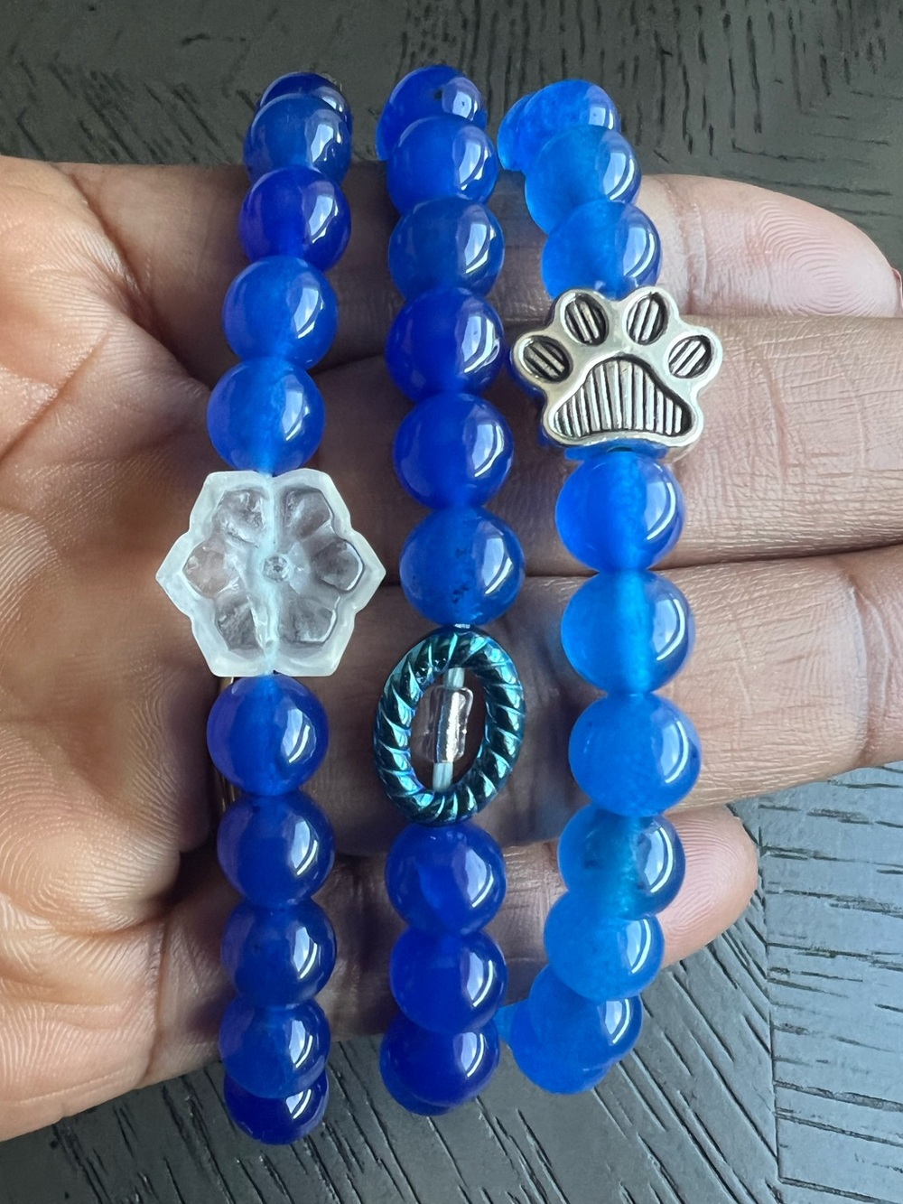 Blue chalcedony bracelet 8mm SIZE 6.5-7’ ( ONE )